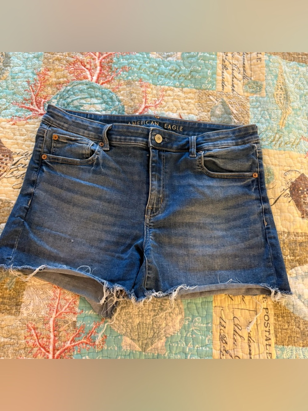 American Eagle Outfitters Blue Denim Frayed Hem Cutoff Shorts